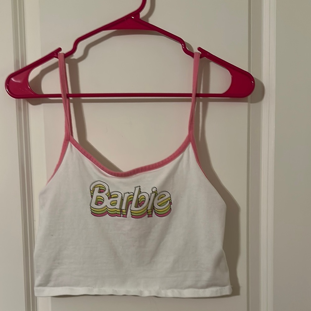 Barbie White and Pink Crop Top
